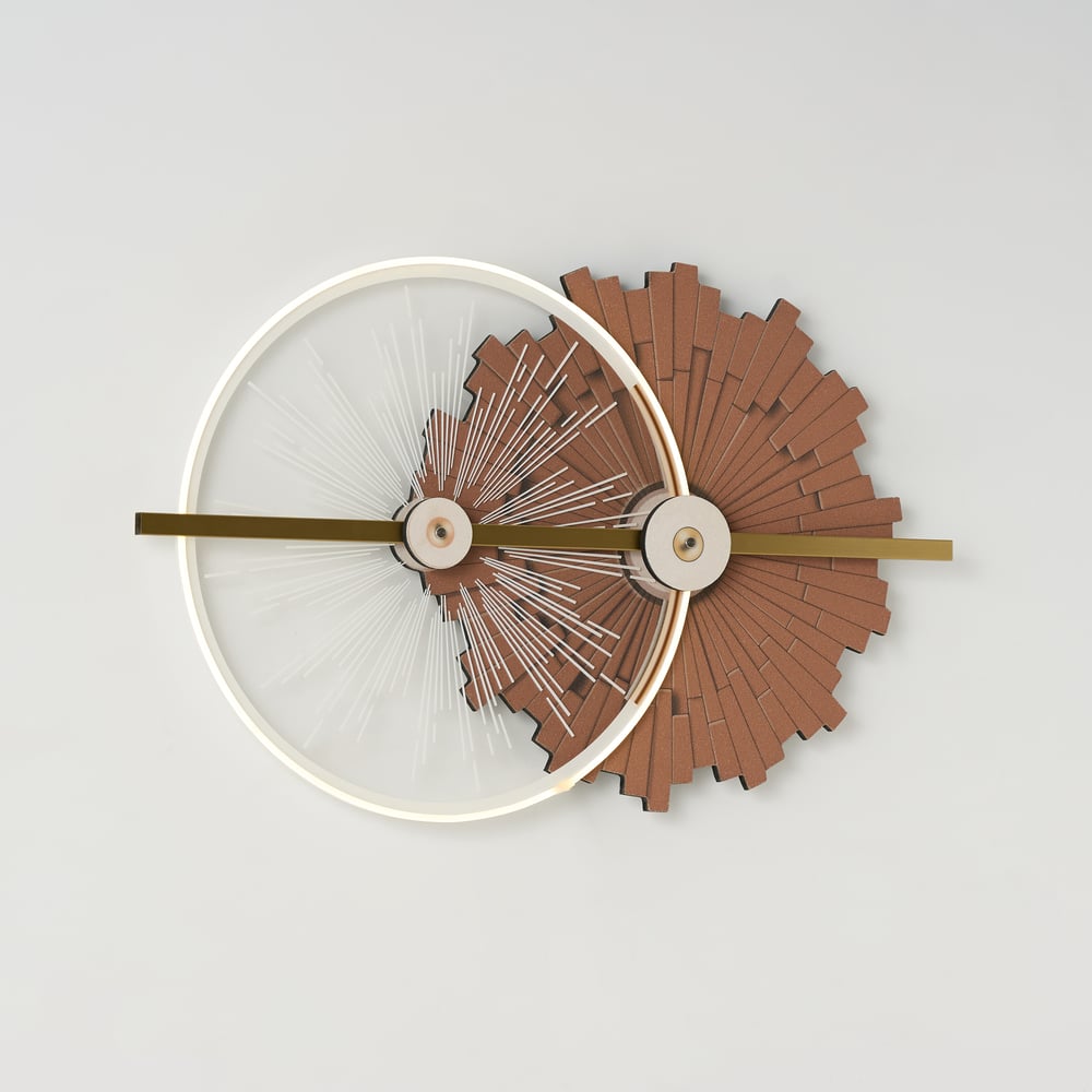 32.7" Modern Brown Wall Decor with LED Light – Warm Glow, Remote Dimmable window image