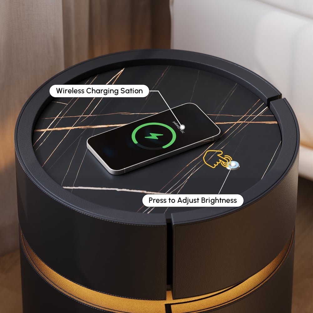 Modern Leather King Size Floating Bedroom Set with Light & Adjustable Headboard window image