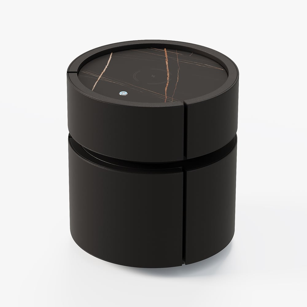 Saddle Leather 2-Drawer Smart LED Nightstand with Wireless Charging window image