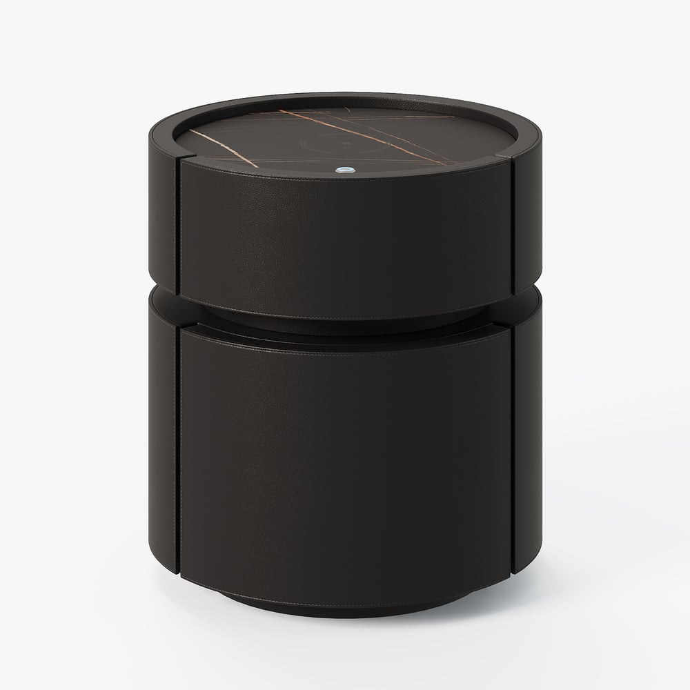 Saddle Leather 2-Drawer Smart LED Nightstand with Wireless Charging window image