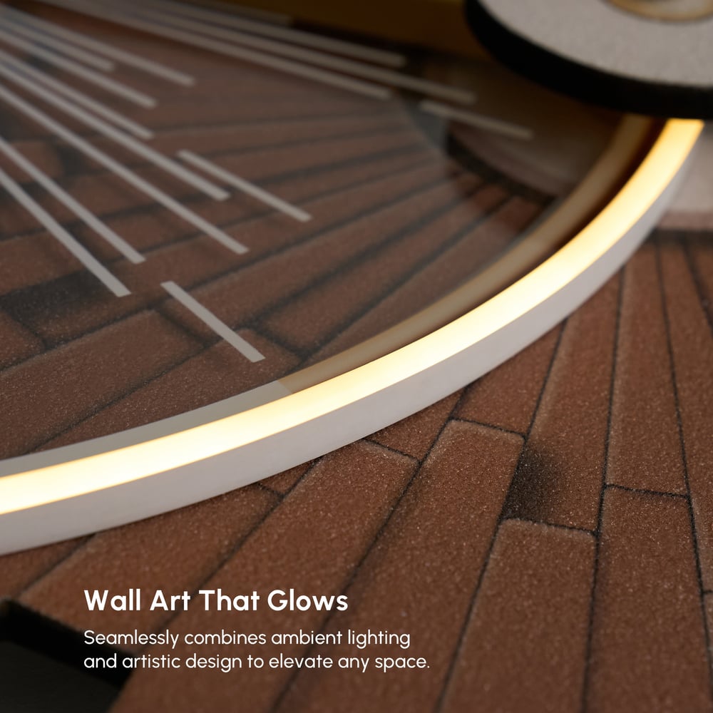 32.7" Modern Brown Wall Decor with LED Light – Warm Glow, Remote Dimmable window image