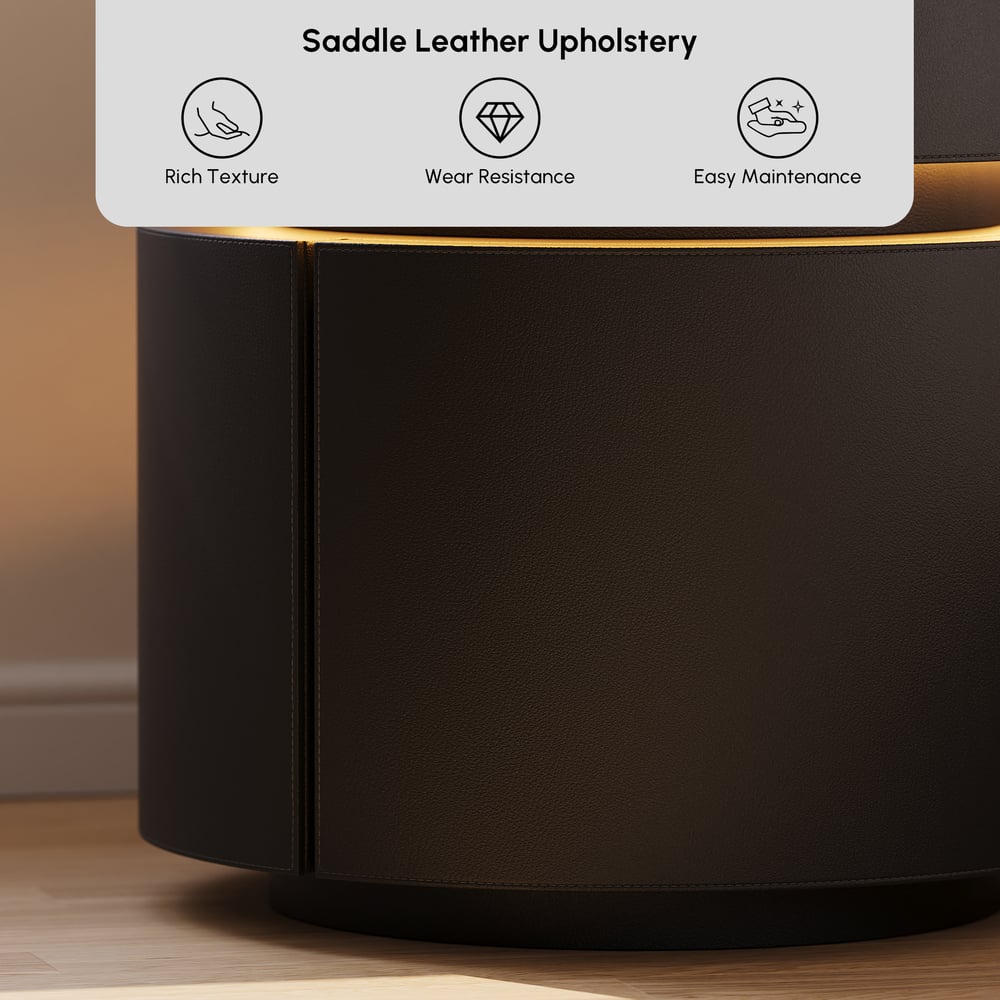 Modern Leather King Size Floating Bedroom Set with Light & Adjustable Headboard window image