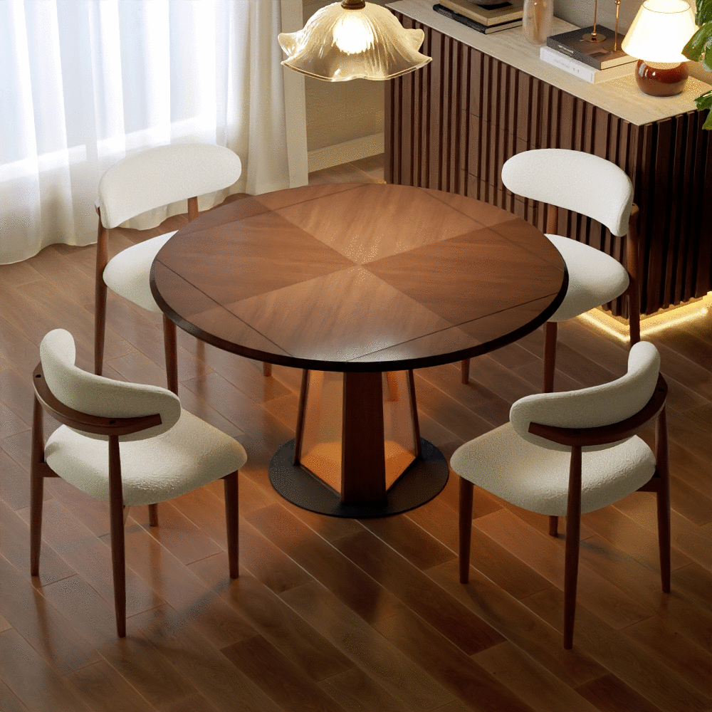 36"-47" Solid Wood Extendable Dining Table with Light window image