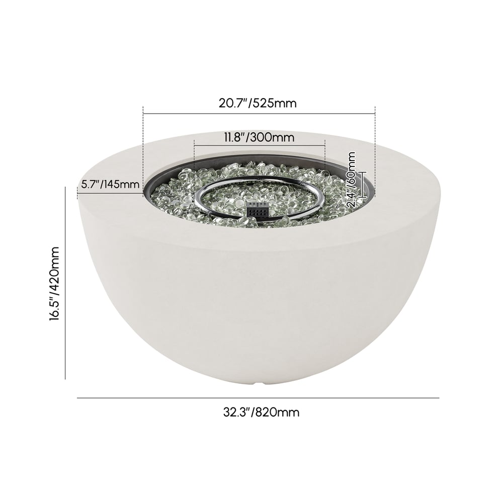 Szary palenisko wykonane z ognioodpornego betonu ze szkłem przedniej szyby obraz wagi wymiary