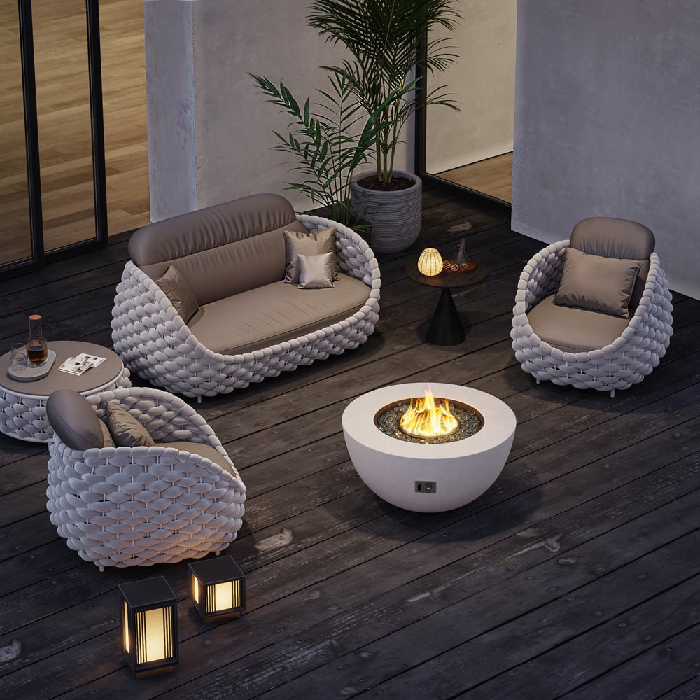 Szary palenisko wykonane z ognioodpornego betonu ze szkłem przedniej szyby obraz okna