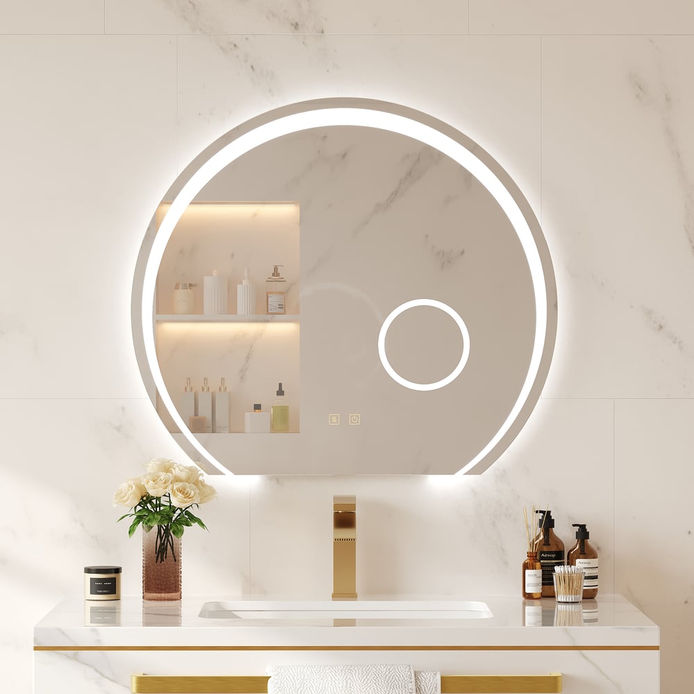 28" Wide LED Bathroom Mirror Dimmable with 3X Magnifier & Anti-Fog window image