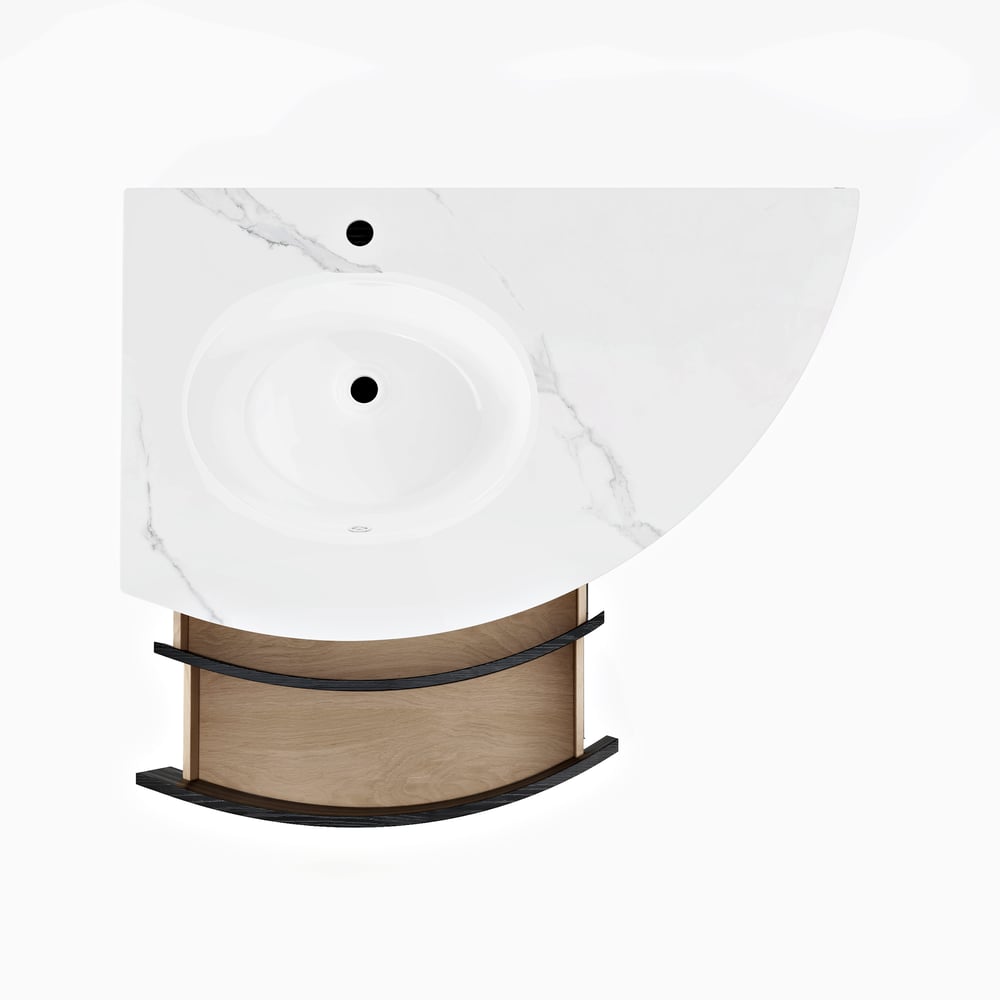 36" Corner Bathroom Vanity with Storage & LED Sensor Light window image