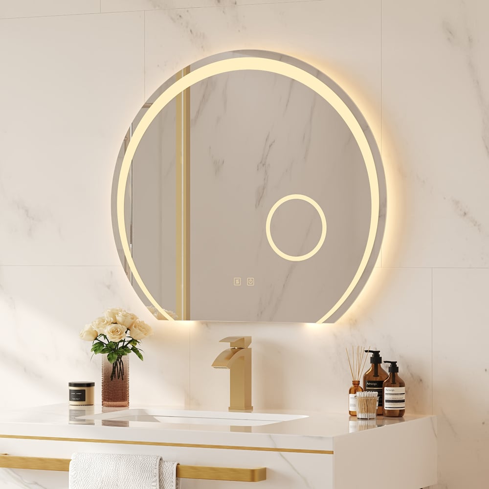 28" Wide LED Bathroom Mirror Dimmable with 3X Magnifier & Anti-Fog window image