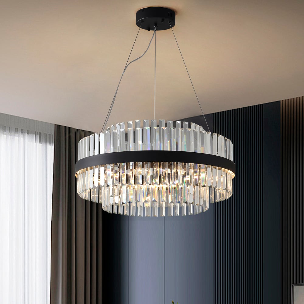 Customer Reviews for Fixedo Modern Tiered Crystal LED Chandelier in Black Light