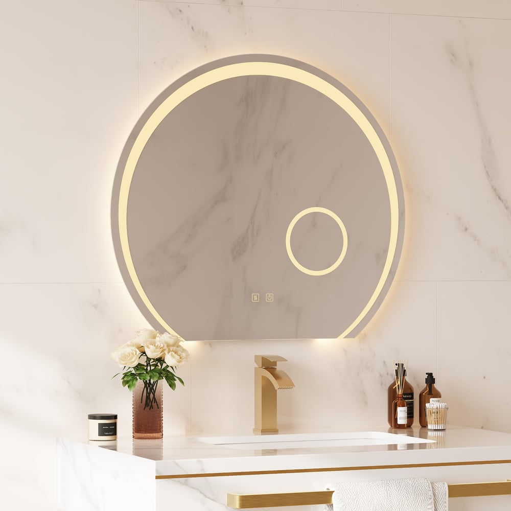28" Wide LED Bathroom Mirror Dimmable with 3X Magnifier & Anti-Fog window image