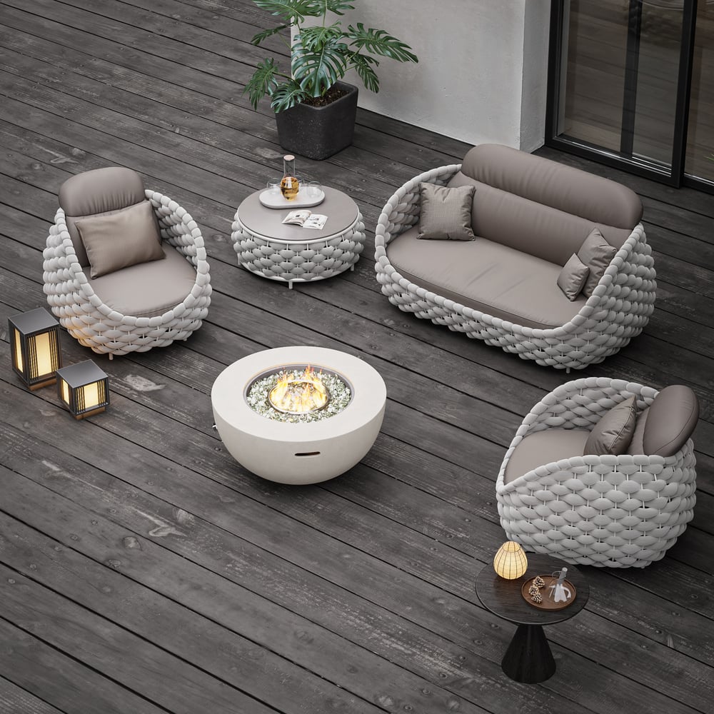 Szary palenisko wykonane z ognioodpornego betonu ze szkłem przedniej szyby obraz okna