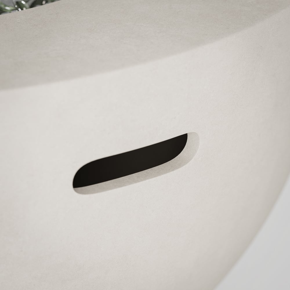 Szary palenisko wykonane z ognioodpornego betonu ze szkłem przedniej szyby obraz okna