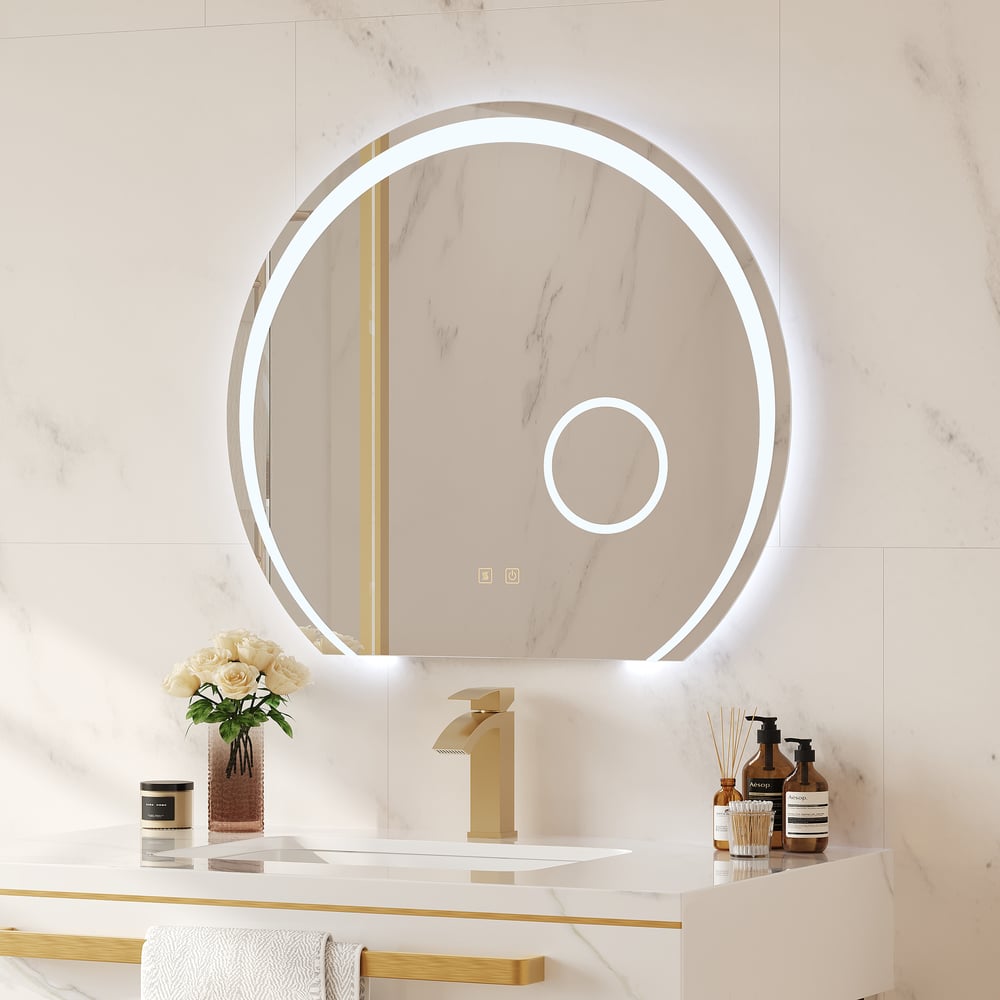 28" Wide LED Bathroom Mirror Dimmable with 3X Magnifier & Anti-Fog window image