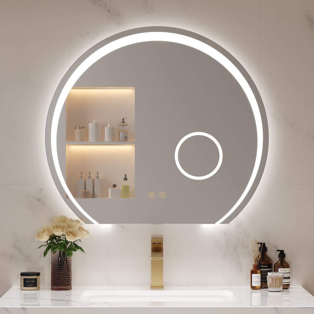 28" Wide LED Bathroom Mirror Dimmable with 3X Magnifier & Anti-Fog window image