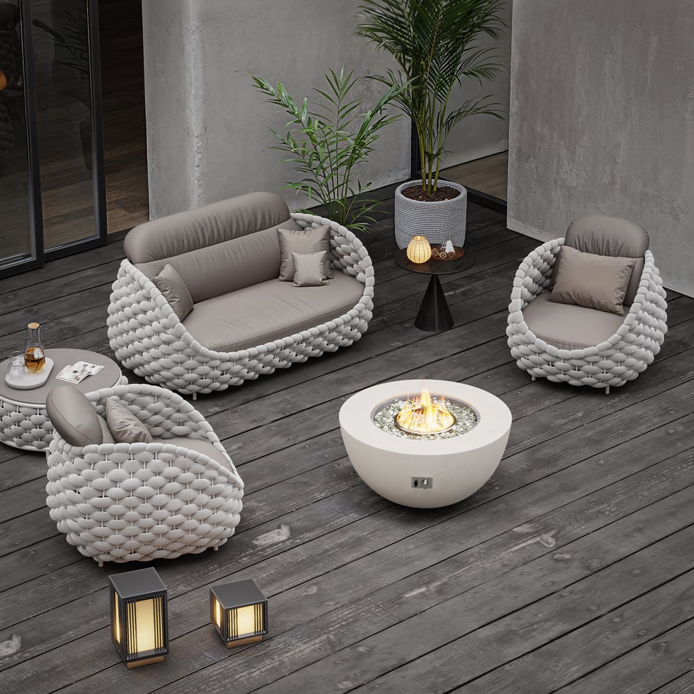 Szary palenisko wykonane z ognioodpornego betonu ze szkłem przedniej szyby obraz okna