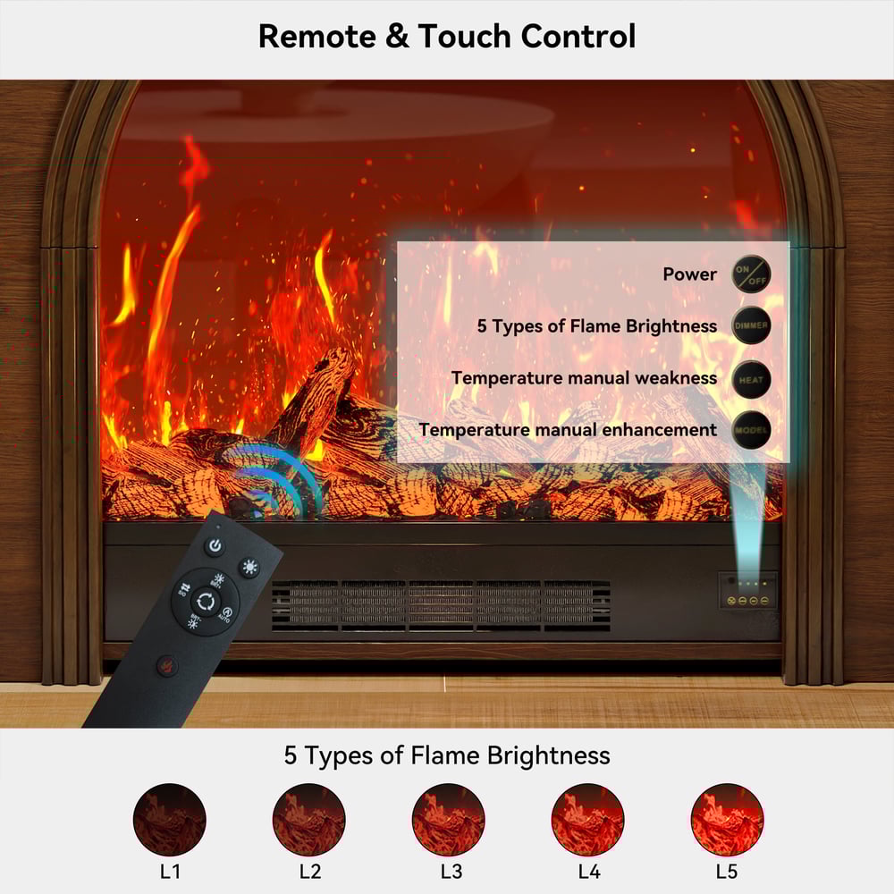 980mm Electric Fireplace TV Stand Console Table with Adjustable Warmth | Storage window image