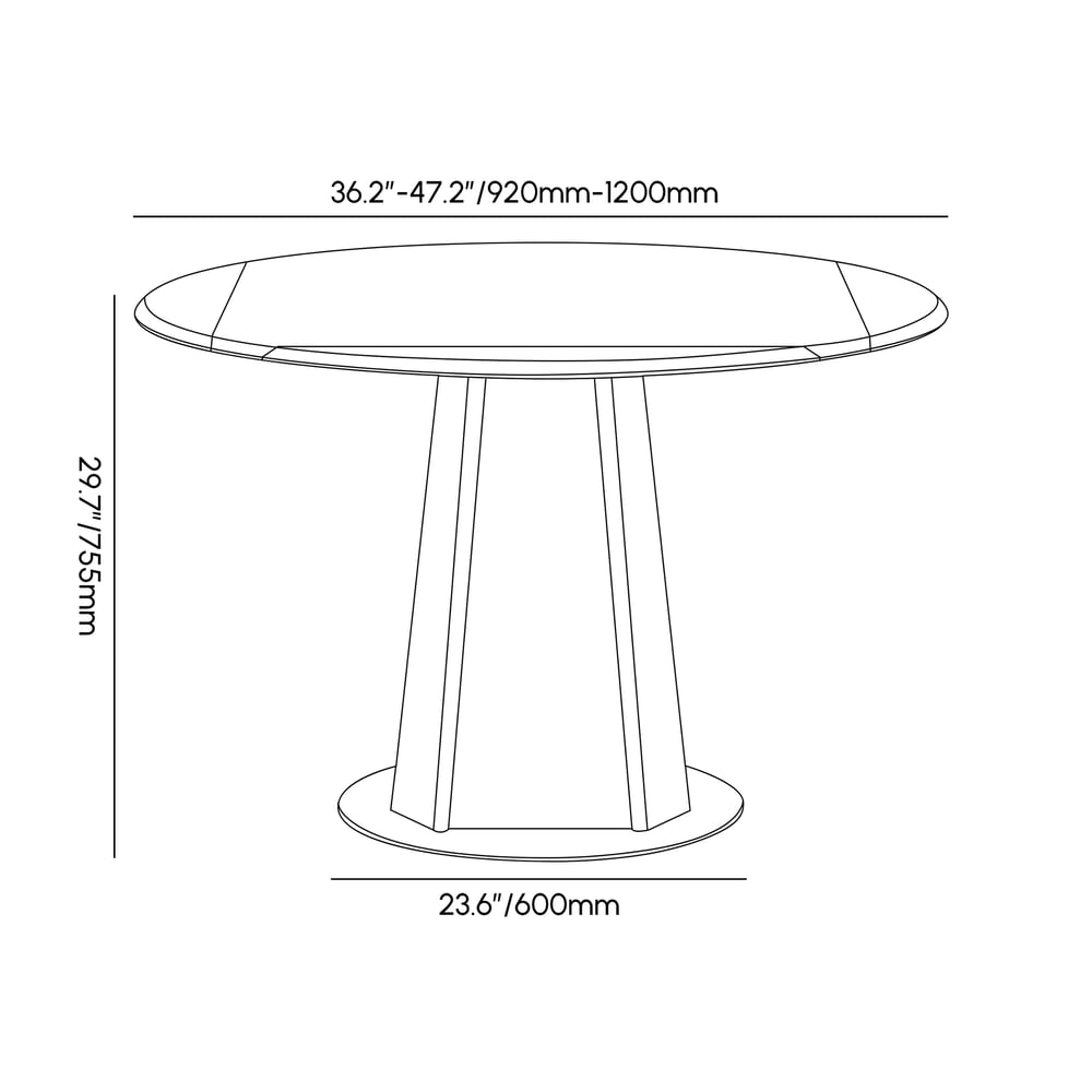 36"-47" Solid Wood Extendable Dining Table with Light weights dimensions image