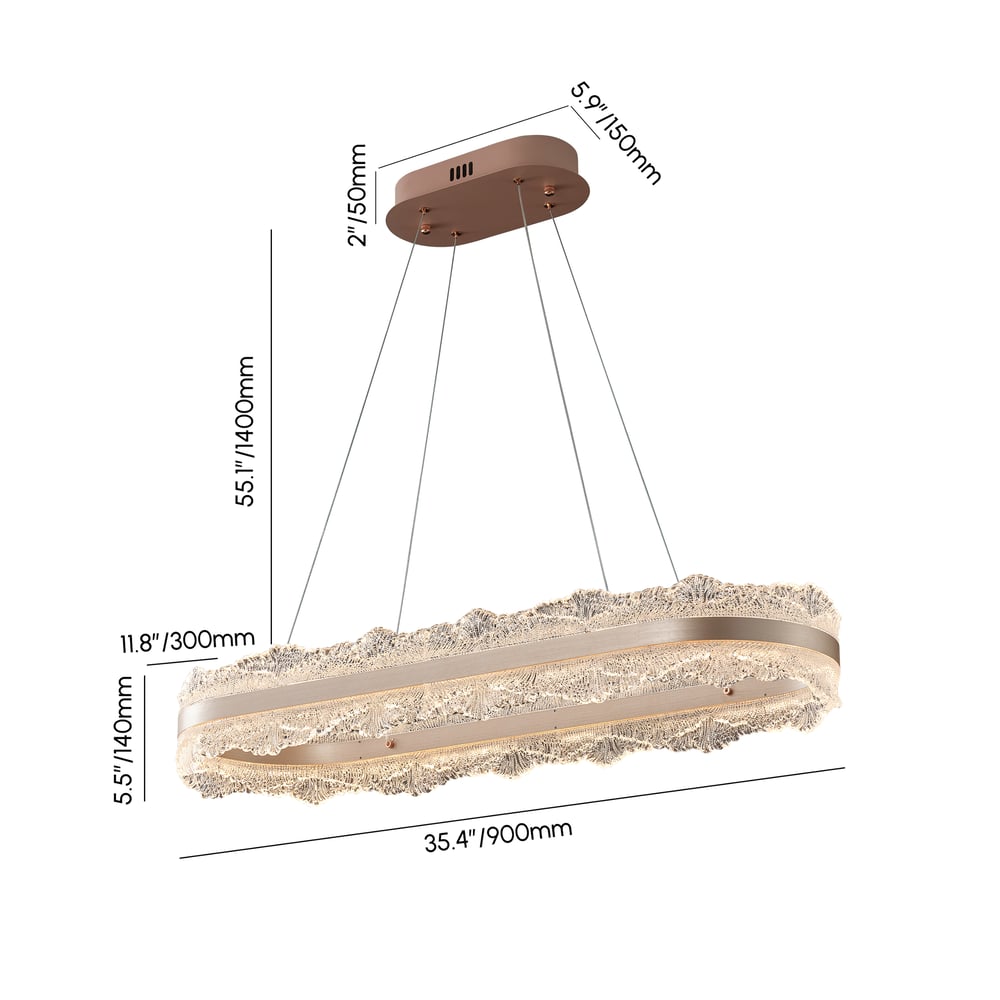 Modern Acrylic Crystal Chandelier with 3 Color Modes and Adjustable Height in Gold weights dimensions image