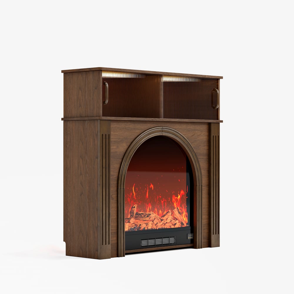 980mm Electric Fireplace TV Stand Console Table with Adjustable Warmth | Storage window image