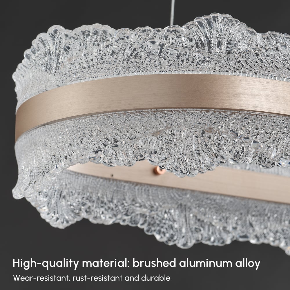 Modern Acrylic Crystal Chandelier with 3 Color Modes and Adjustable Height in Gold window image