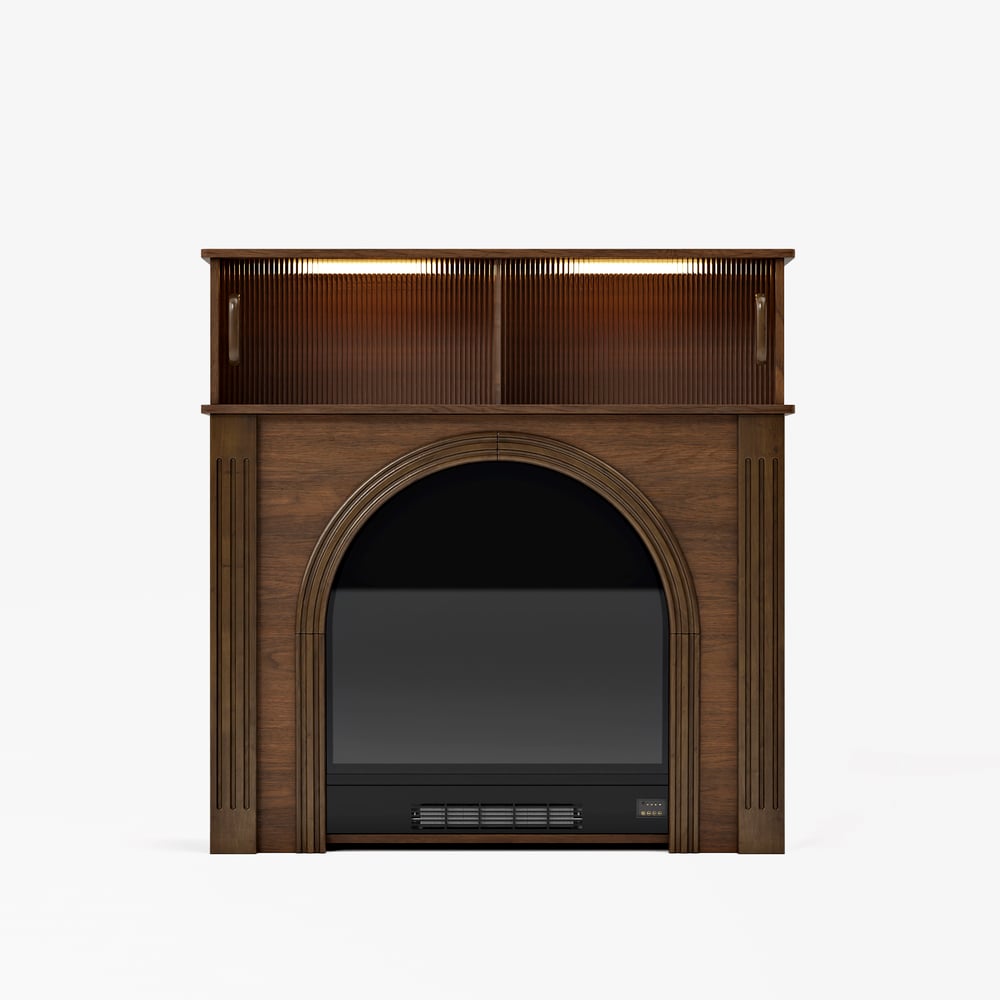 980mm Electric Fireplace TV Stand Console Table with Adjustable Warmth | Storage window image