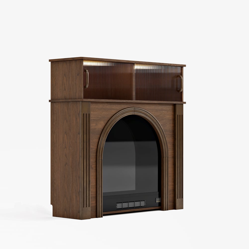 980mm Electric Fireplace TV Stand Console Table with Adjustable Warmth | Storage window image