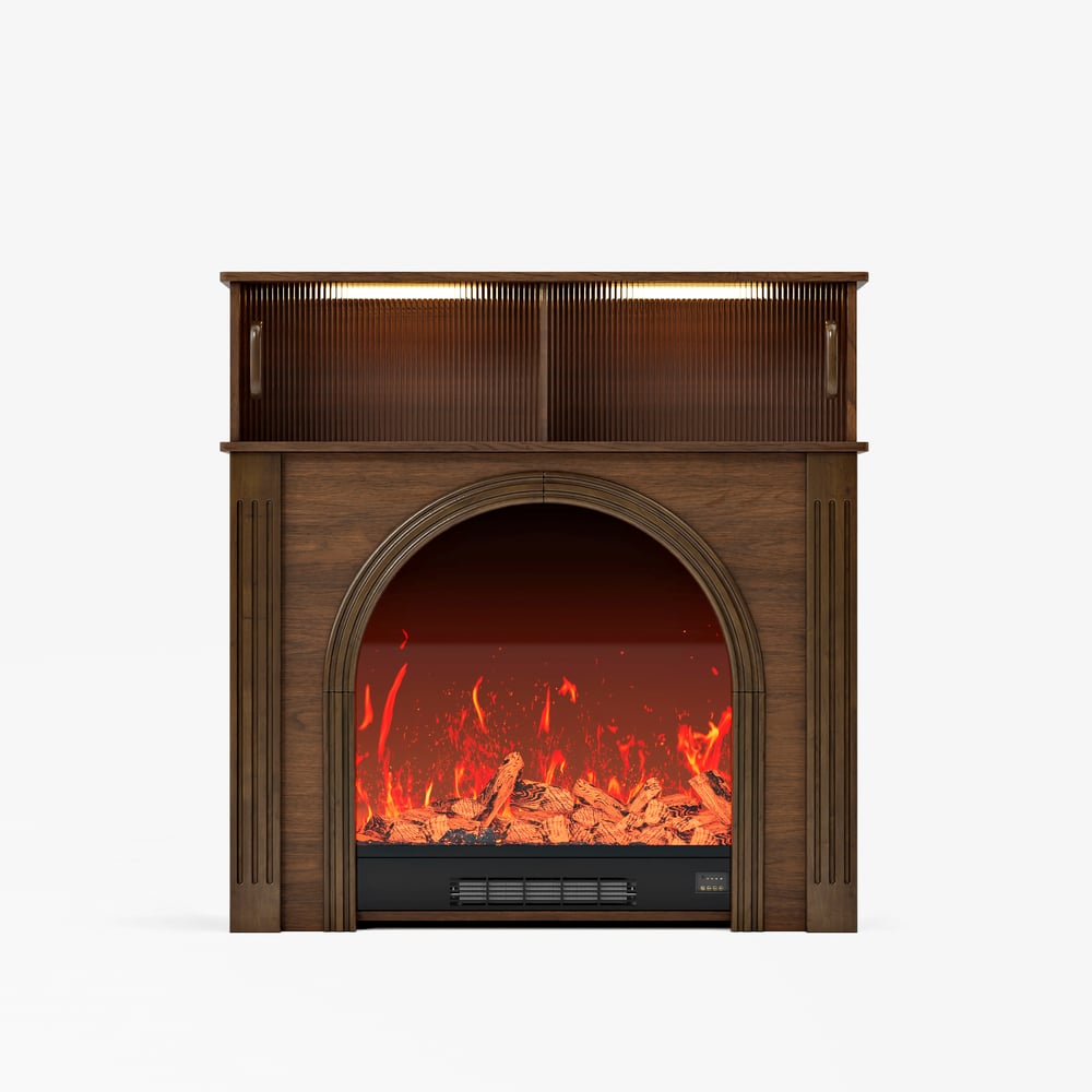 980mm Electric Fireplace TV Stand Console Table with Adjustable Warmth | Storage window image