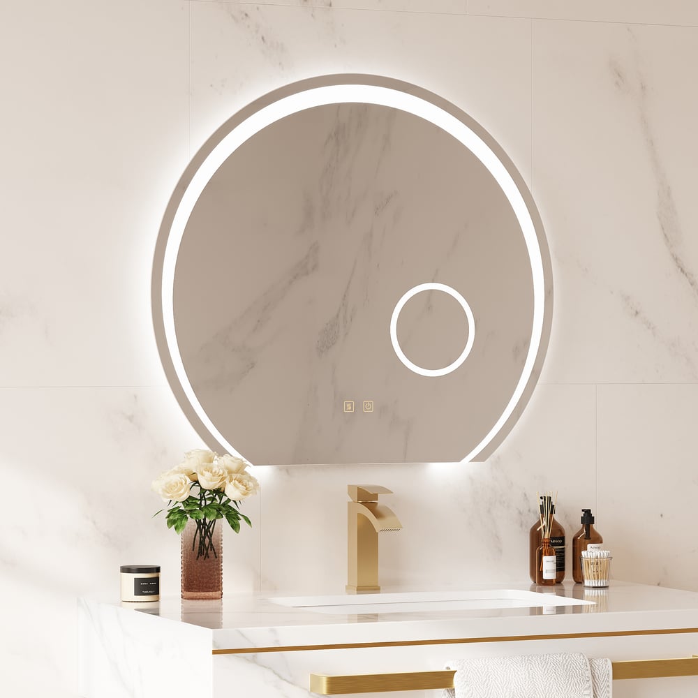 28" Wide LED Bathroom Mirror Dimmable with 3X Magnifier & Anti-Fog window image