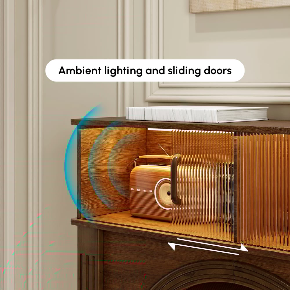 980mm Electric Fireplace TV Stand Console Table with Adjustable Warmth | Storage window image