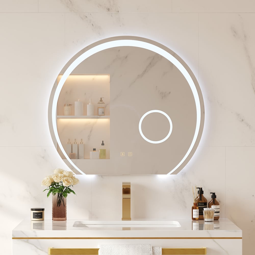 28" Wide LED Bathroom Mirror Dimmable with 3X Magnifier & Anti-Fog window image