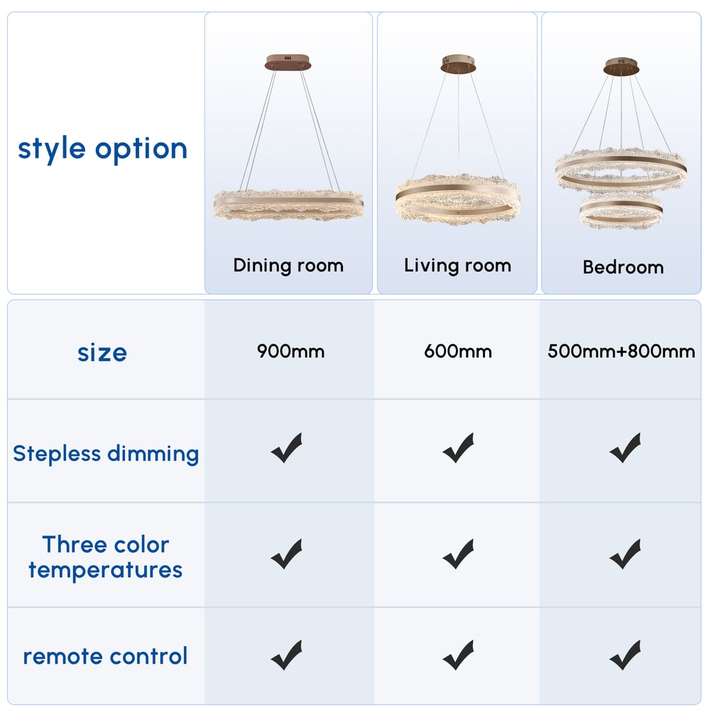 Modern Acrylic Crystal Chandelier with 3 Color Modes and Adjustable Height in Gold window image