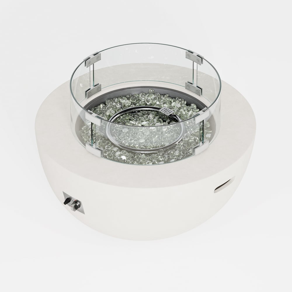 Szary palenisko wykonane z ognioodpornego betonu ze szkłem przedniej szyby obraz okna