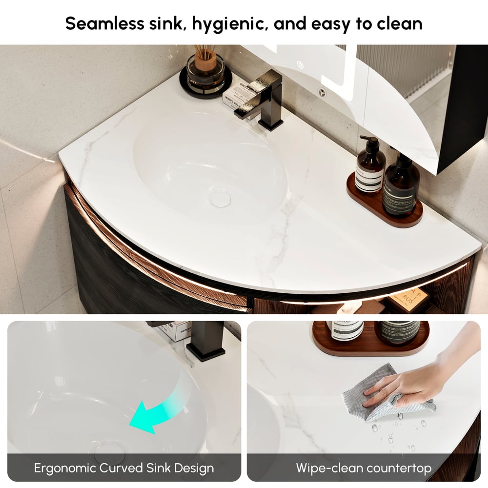 36" Corner Bathroom Vanity with Storage & LED Sensor Light window image