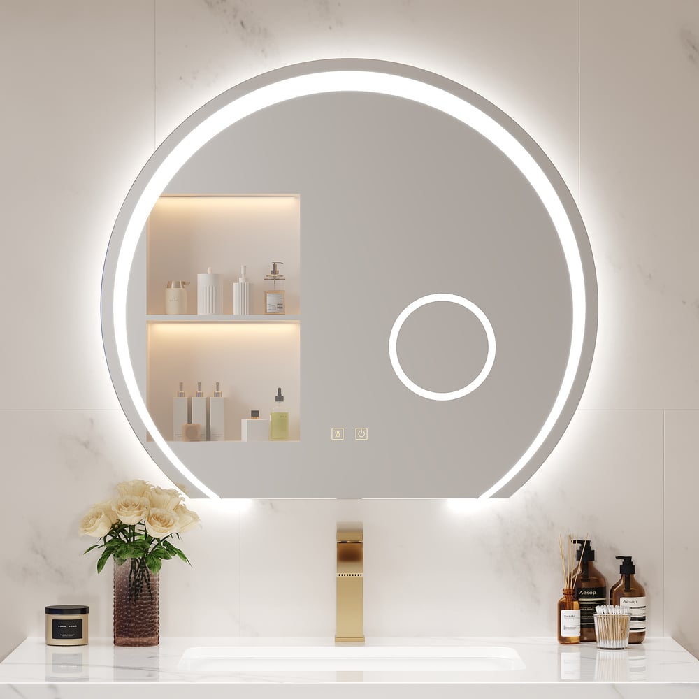 28" Wide LED Bathroom Mirror Dimmable with 3X Magnifier & Anti-Fog window image