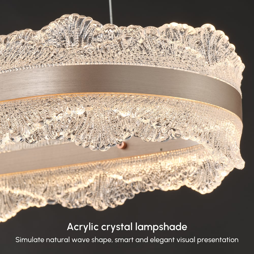 Modern Acrylic Crystal Chandelier with 3 Color Modes and Adjustable Height in Gold window image