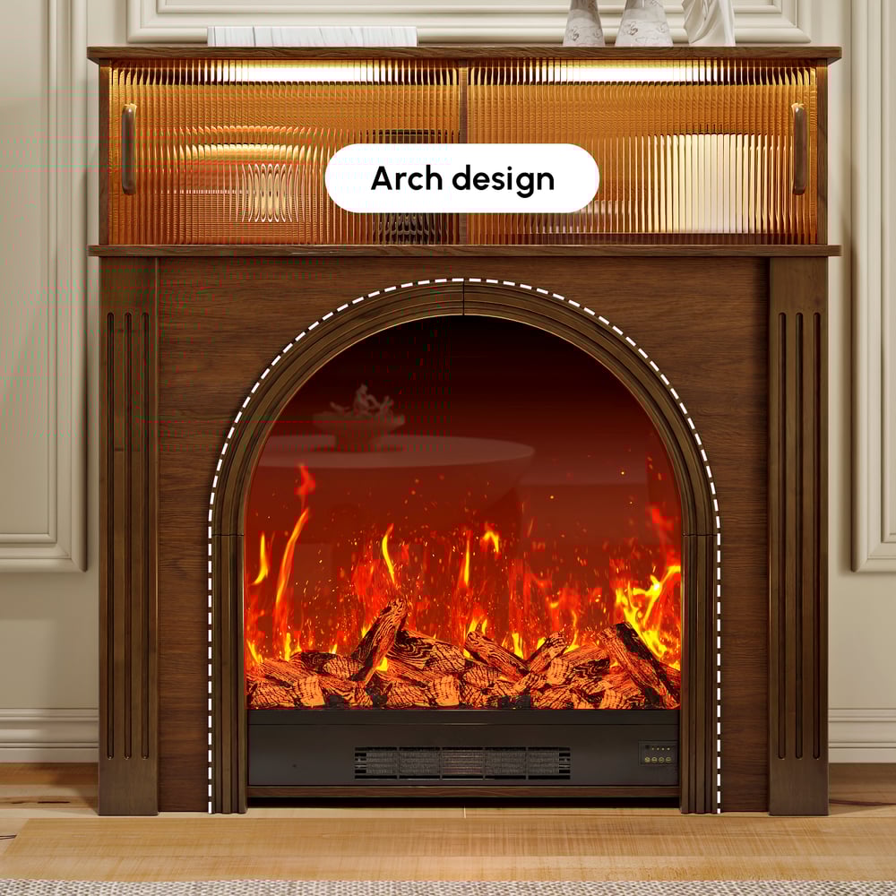 980mm Electric Fireplace TV Stand Console Table with Adjustable Warmth | Storage window image