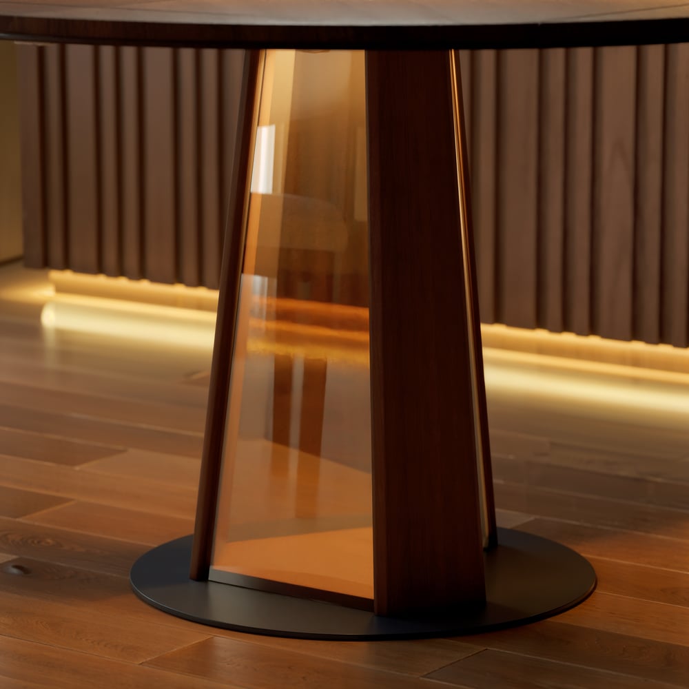 36"-47" Solid Wood Extendable Dining Table with Light window image