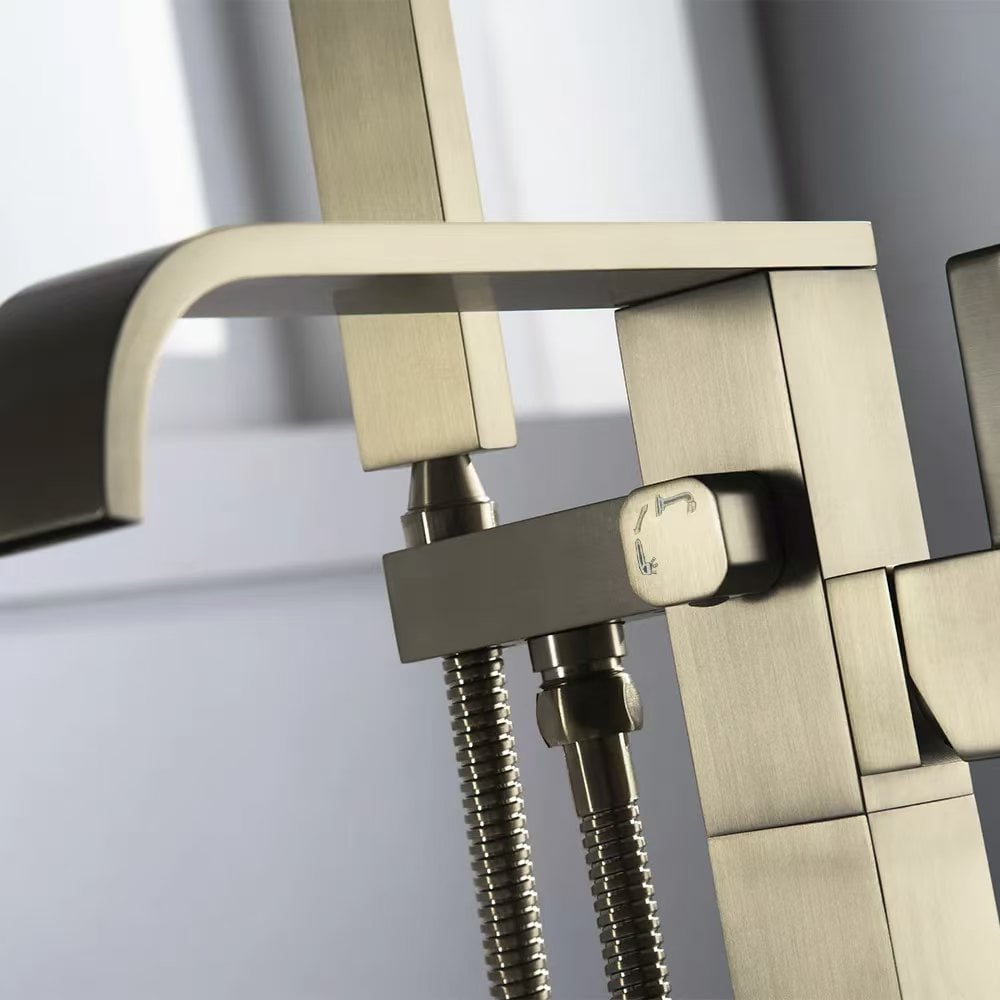 Dree Floor Mounted Tub Filler Single Handle Freestanding Bathtub Faucet Handheld Shower window image
