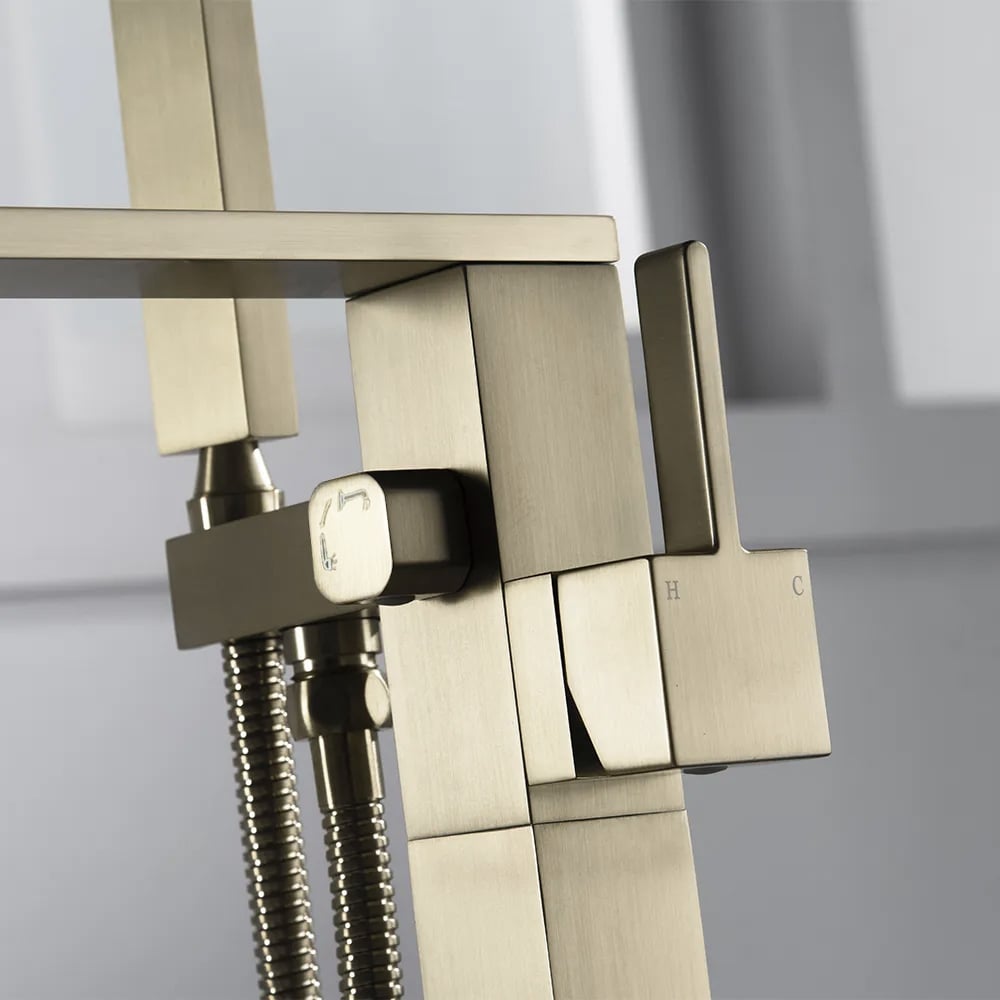 Dree Floor Mounted Tub Filler Single Handle Freestanding Bathtub Faucet Handheld Shower window image