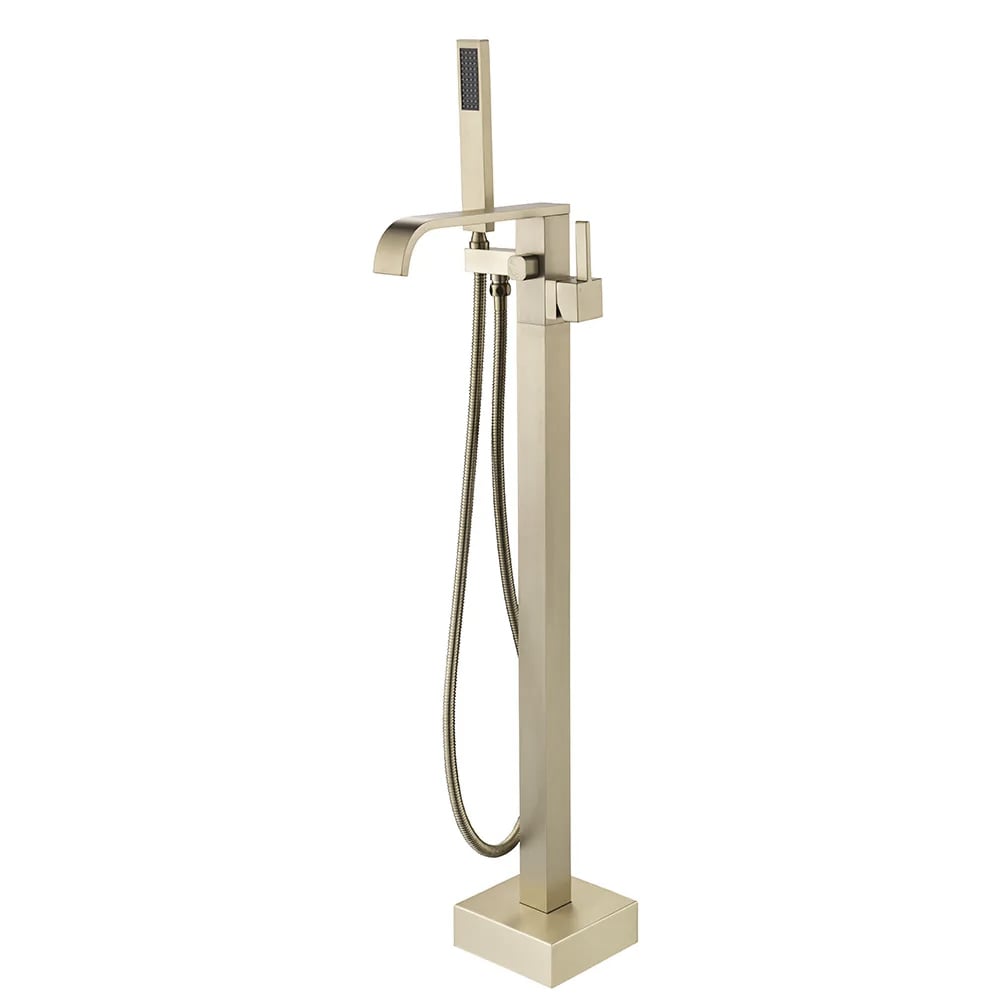 Dree Floor Mounted Tub Filler Single Handle Freestanding Bathtub Faucet Handheld Shower window image