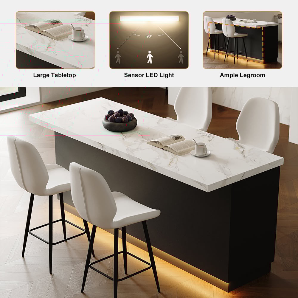Customer Reviews for Japandi 183 cm Black & White Kitchen Island with Storage & LED Lighting
