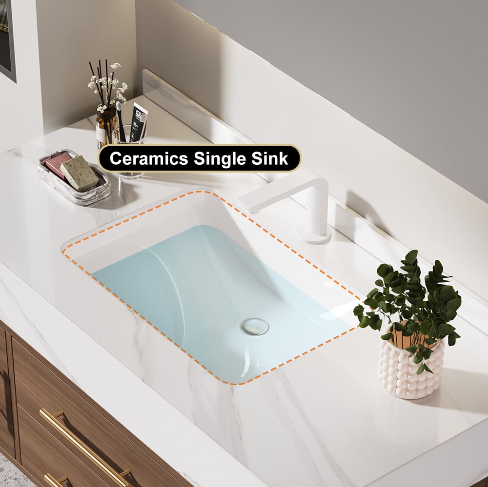 Floating Bathroom Vanity Set with LED Medicine Cabinet – Sintered Stone Countertop window image