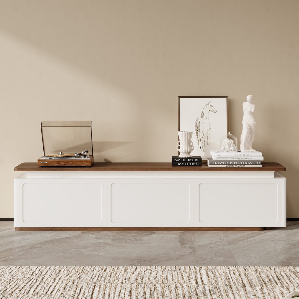 Extendable TV Stand with 3 Drawers and Light(71"-130") window image