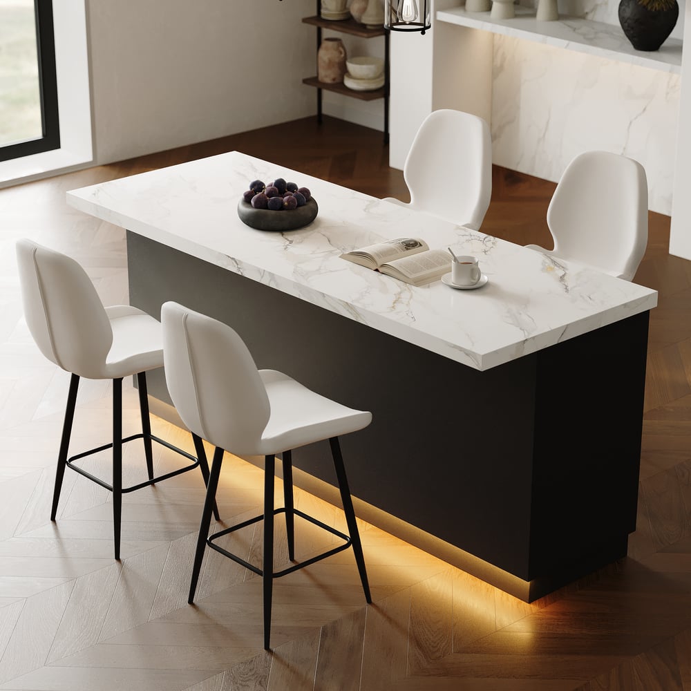 72" Japandi Style Kitchen Island with Multi-Storage and LED Light window image