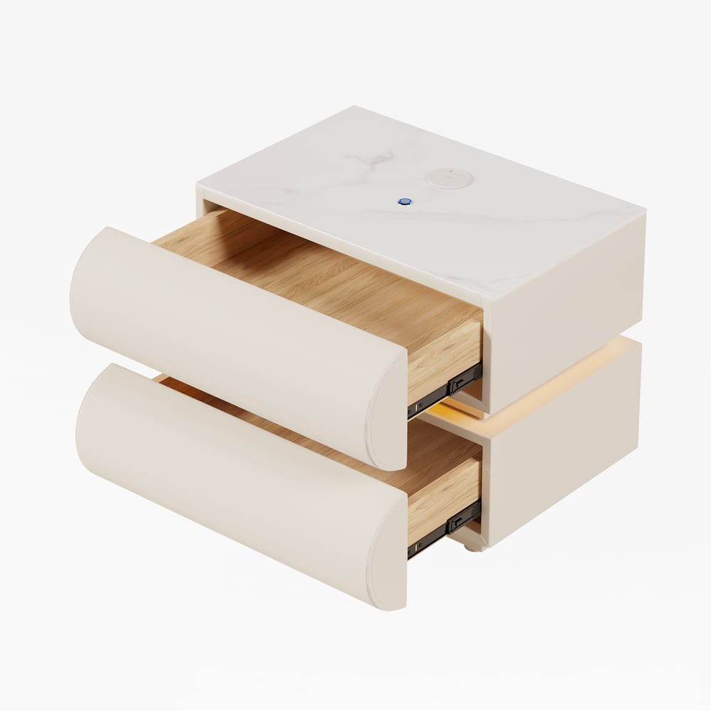 Humply Leather 2-Drawer Smart LED Nightstand window image