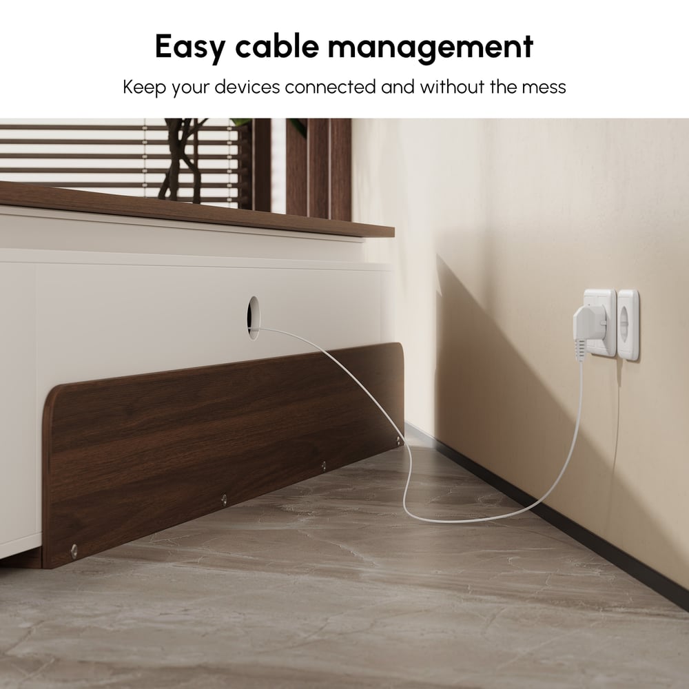 Extendable TV Stand with 3 Drawers and Light(71"-130") window image