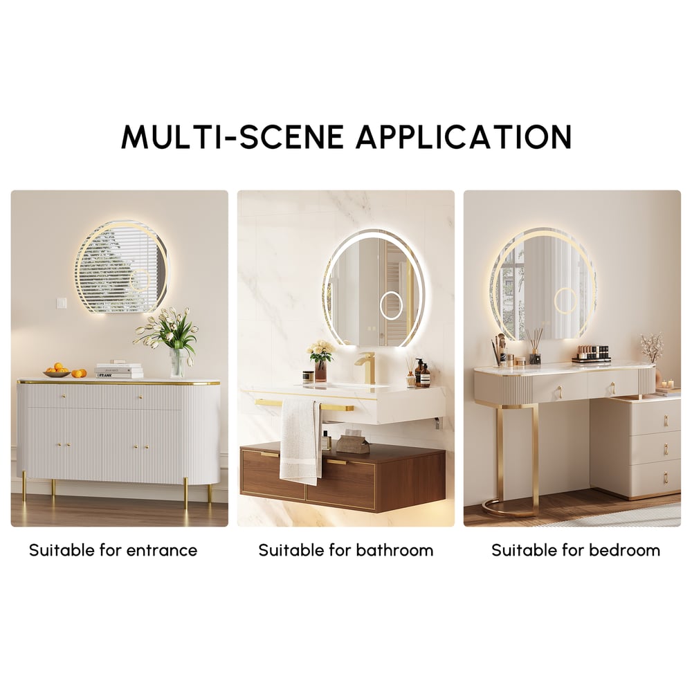 28" Wide LED Bathroom Mirror Dimmable with 3X Magnifier & Anti-Fog window image