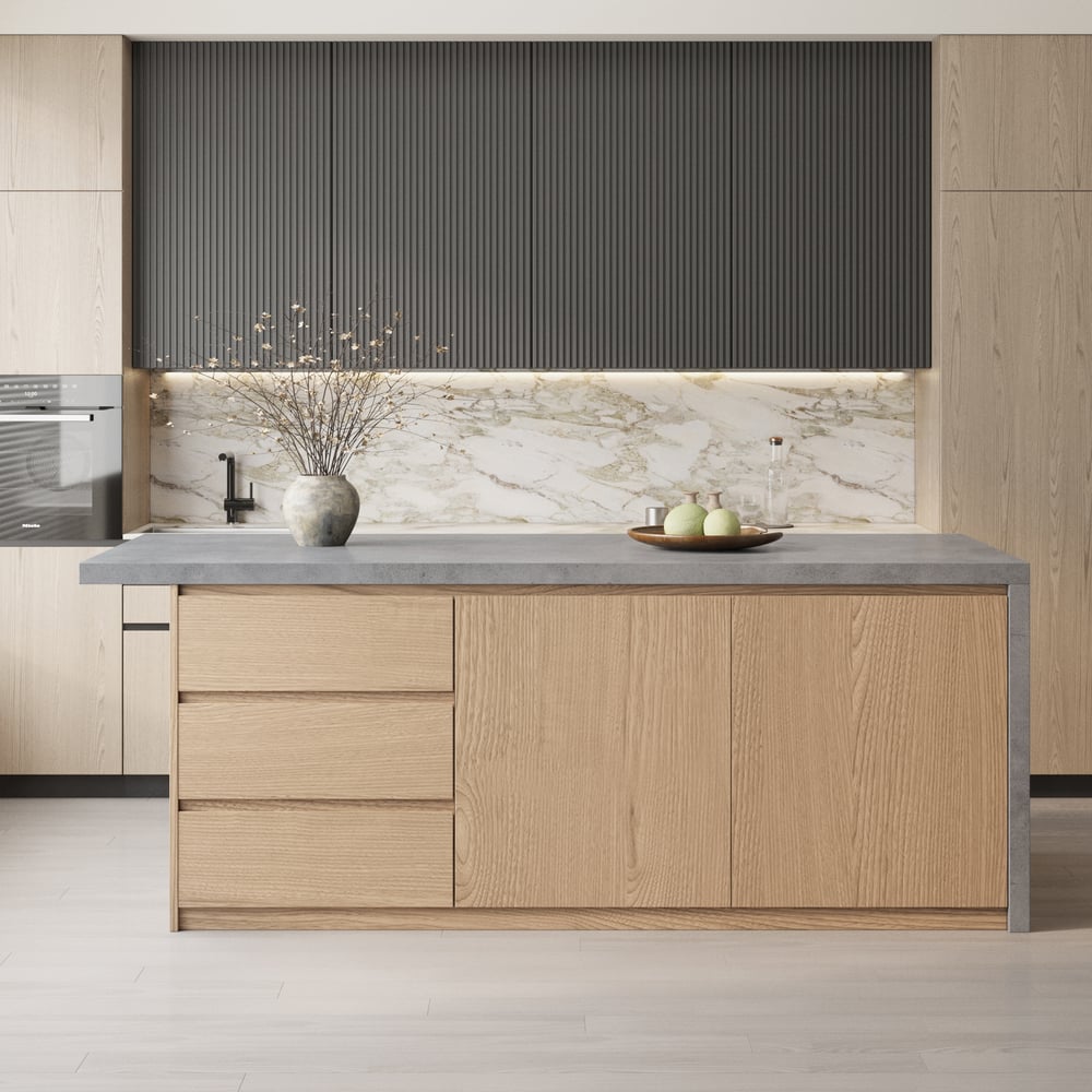 72"Japandi Style Wood Kitchen Island with Storage window image