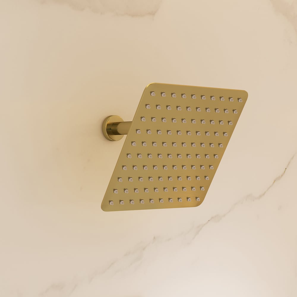 Dual Head Shower System – 12" Ceiling & 8" Wall Shower with Handheld, Solid Brass window image