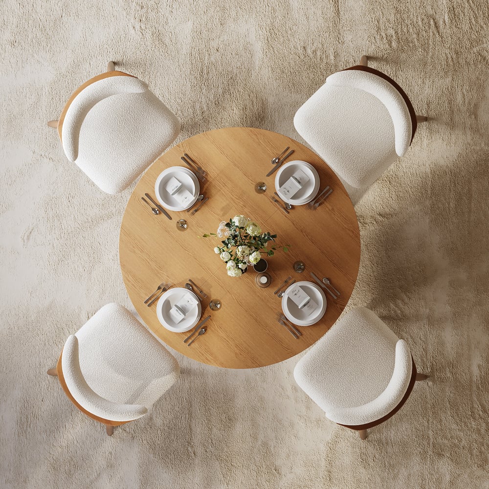 47"–79" Natural Oak Extendable Dining Table with Fluted Base window image